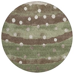 Machine Washable Indoor/Outdoor Chantille ACN2696 Green 8' x 8' Round Rug