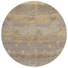 Machine Washable Indoor/Outdoor Chantille ACN2696 Brown 8' x 8' Round Rug
