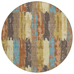 Machine Washable Indoor/Outdoor Chantille ACN2697 Orange 8' x 8' Round Rug