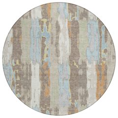 Machine Washable Indoor/Outdoor Chantille ACN2697 Ivory 8' x 8' Round Rug