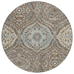 Machine Washable Indoor/Outdoor Chantille ACN2698 Brown 8' x 8' Round Rug