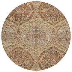 Machine Washable Indoor/Outdoor Chantille ACN2698 Orange 8' x 8' Round Rug