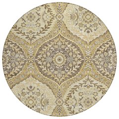 Machine Washable Indoor/Outdoor Chantille ACN2698 Gold 8' x 8' Round Rug