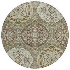 Machine Washable Indoor/Outdoor Chantille ACN2698 Green 8' x 8' Round Rug