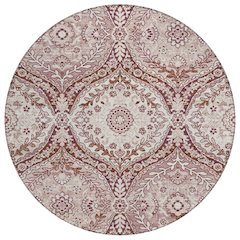 Machine Washable Indoor/Outdoor Chantille ACN2698 Pink 8' x 8' Round Rug
