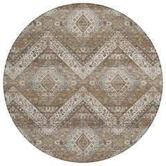 Machine Washable Indoor/Outdoor Chantille ACN2699 Brown 8' x 8' Round Rug