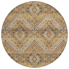 Machine Washable Indoor/Outdoor Chantille ACN2699 Orange 8' x 8' Round Rug