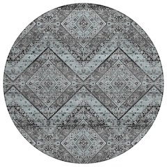 Machine Washable Indoor/Outdoor Chantille ACN2699 Gray 8' x 8' Round Rug