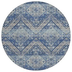 Machine Washable Indoor/Outdoor Chantille ACN2699 Blue 8' x 8' Round Rug
