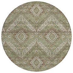 Machine Washable Indoor/Outdoor Chantille ACN2699 Green 8' x 8' Round Rug
