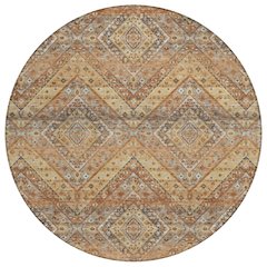 Machine Washable Indoor/Outdoor Chantille ACN2699 Orange 8' x 8' Round Rug
