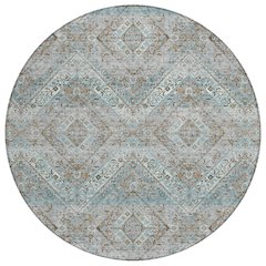 Machine Washable Indoor/Outdoor Chantille ACN2699 Teal 8' x 8' Round Rug