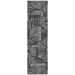 Machine Washable Indoor/Outdoor Chantille ACN2700 Black 2'3" x 7'6" Runner Rug