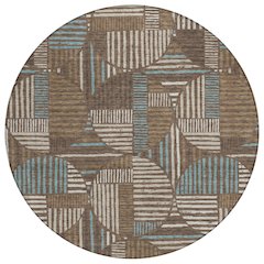Machine Washable Indoor/Outdoor Chantille ACN2700 Brown 8' x 8' Round Rug
