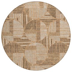 Machine Washable Indoor/Outdoor Chantille ACN2700 Orange 8' x 8' Round Rug