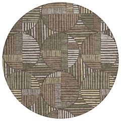 Machine Washable Indoor/Outdoor Chantille ACN2700 Brown 8' x 8' Round Rug
