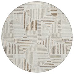 Machine Washable Indoor/Outdoor Chantille ACN2700 Ivory 8' x 8' Round Rug