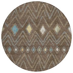 Machine Washable Indoor/Outdoor Chantille ACN2702 Brown 8' x 8' Round Rug