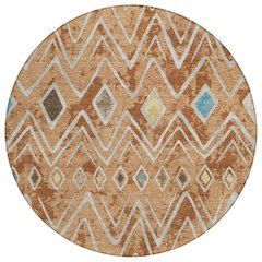Machine Washable Indoor/Outdoor Chantille ACN2702 Orange 8' x 8' Round Rug