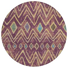 Machine Washable Indoor/Outdoor Chantille ACN2702 Purple 8' x 8' Round Rug