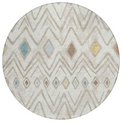 Machine Washable Indoor/Outdoor Chantille ACN2702 Ivory 8' x 8' Round Rug