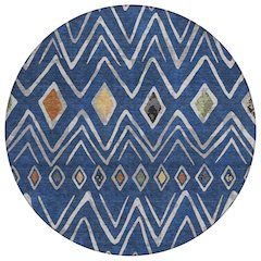 Machine Washable Indoor/Outdoor Chantille ACN2702 Blue 8' x 8' Round Rug