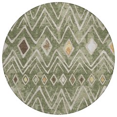 Machine Washable Indoor/Outdoor Chantille ACN2702 Green 8' x 8' Round Rug
