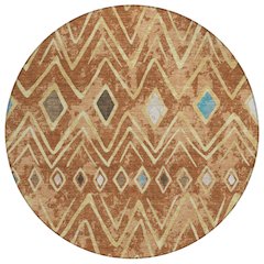 Machine Washable Indoor/Outdoor Chantille ACN2702 Orange 8' x 8' Round Rug