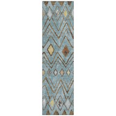Machine Washable Indoor/Outdoor Chantille ACN2702 Teal 2'3" x 7'6" Runner Rug