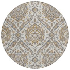 Machine Washable Indoor/Outdoor Chantille ACN2703 Brown 8' x 8' Round Rug