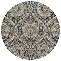 Machine Washable Indoor/Outdoor Chantille ACN2703 Black 8' x 8' Round Rug