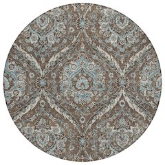 Machine Washable Indoor/Outdoor Chantille ACN2703 Brown 8' x 8' Round Rug