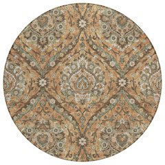 Machine Washable Indoor/Outdoor Chantille ACN2703 Orange 8' x 8' Round Rug