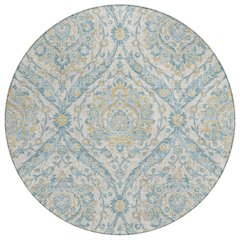 Machine Washable Indoor/Outdoor Chantille ACN2703 Ivory 8' x 8' Round Rug
