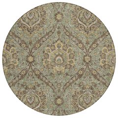 Machine Washable Indoor/Outdoor Chantille ACN2703 Green 8' x 8' Round Rug