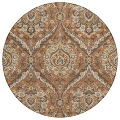 Machine Washable Indoor/Outdoor Chantille ACN2703 Orange 8' x 8' Round Rug