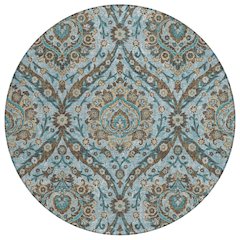Machine Washable Indoor/Outdoor Chantille ACN2703 Teal 8' x 8' Round Rug