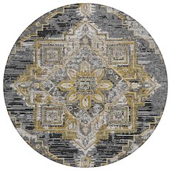 Machine Washable Indoor/Outdoor Chantille ACN2704 Black 8' x 8' Round Rug