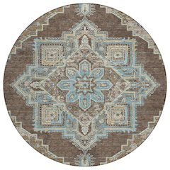Machine Washable Indoor/Outdoor Chantille ACN2704 Brown 8' x 8' Round Rug