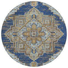 Machine Washable Indoor/Outdoor Chantille ACN2704 Blue 8' x 8' Round Rug