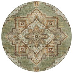 Machine Washable Indoor/Outdoor Chantille ACN2704 Green 8' x 8' Round Rug
