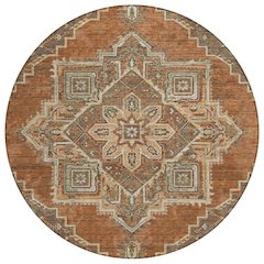 Machine Washable Indoor/Outdoor Chantille ACN2704 Orange 8' x 8' Round Rug