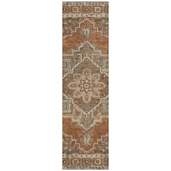 Machine Washable Indoor/Outdoor Chantille ACN2704 Orange 2'3" x 7'6" Runner Rug