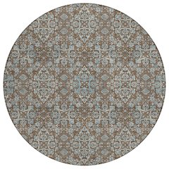 Machine Washable Indoor/Outdoor Chantille ACN2705 Brown 8' x 8' Round Rug