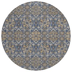 Machine Washable Indoor/Outdoor Chantille ACN2705 Blue 8' x 8' Round Rug