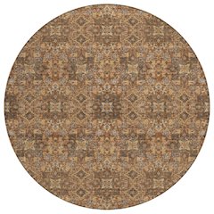 Machine Washable Indoor/Outdoor Chantille ACN2705 Orange 8' x 8' Round Rug