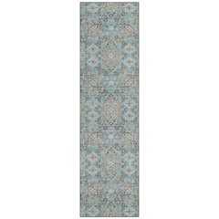 Machine Washable Indoor/Outdoor Chantille ACN2705 Teal 2'3" x 7'6" Runner Rug