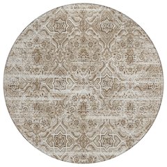 Machine Washable Indoor/Outdoor Chantille ACN2706 Brown 8' x 8' Round Rug
