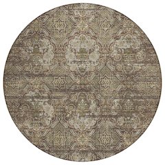 Machine Washable Indoor/Outdoor Chantille ACN2706 Brown 8' x 8' Round Rug