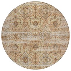 Machine Washable Indoor/Outdoor Chantille ACN2706 Orange 8' x 8' Round Rug